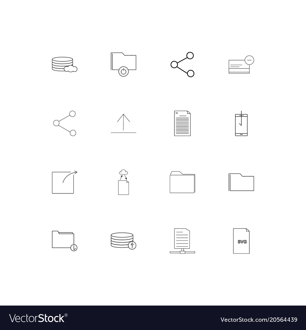 Files and folders sign simple linear icons set