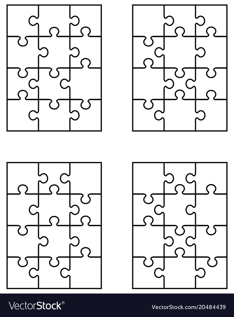 Four white puzzles Royalty Free Vector Image - VectorStock