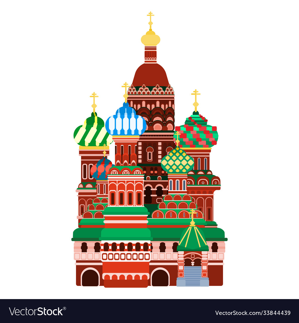 Moscow cathedral on red square flat style