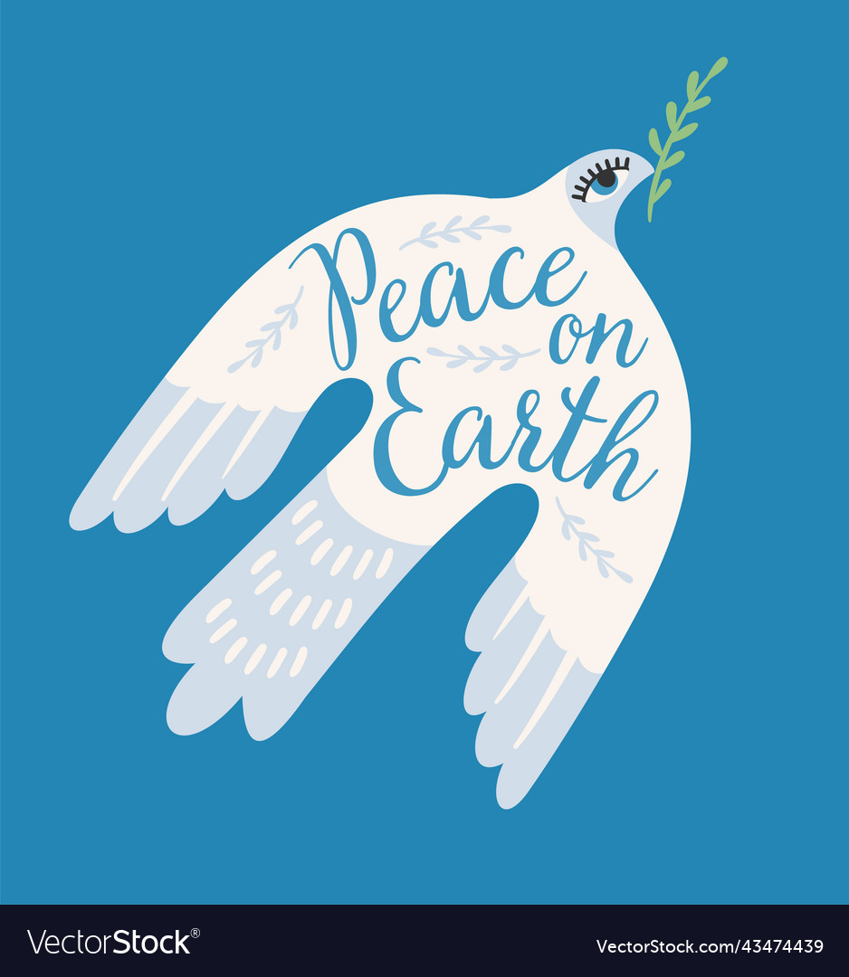 Peace on earth dove of template for card Vector Image