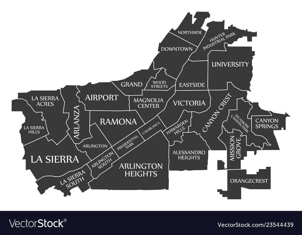 Riverside california city map usa labelled black