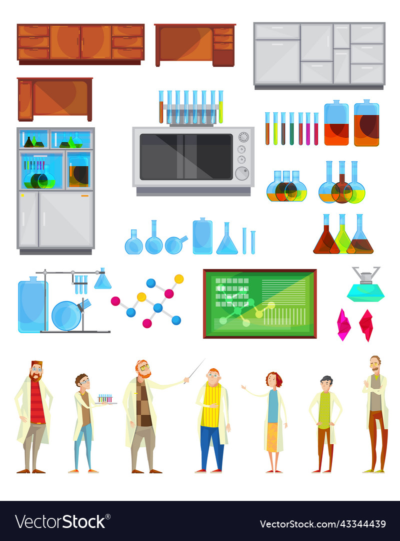 Students in chemical laboratory elements Vector Image