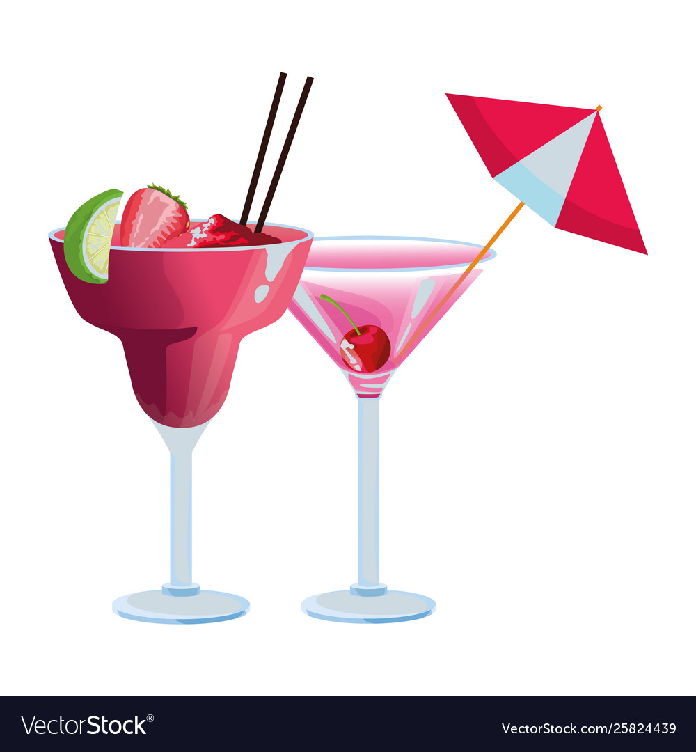 Tropical fruit cocktail icon cartoon