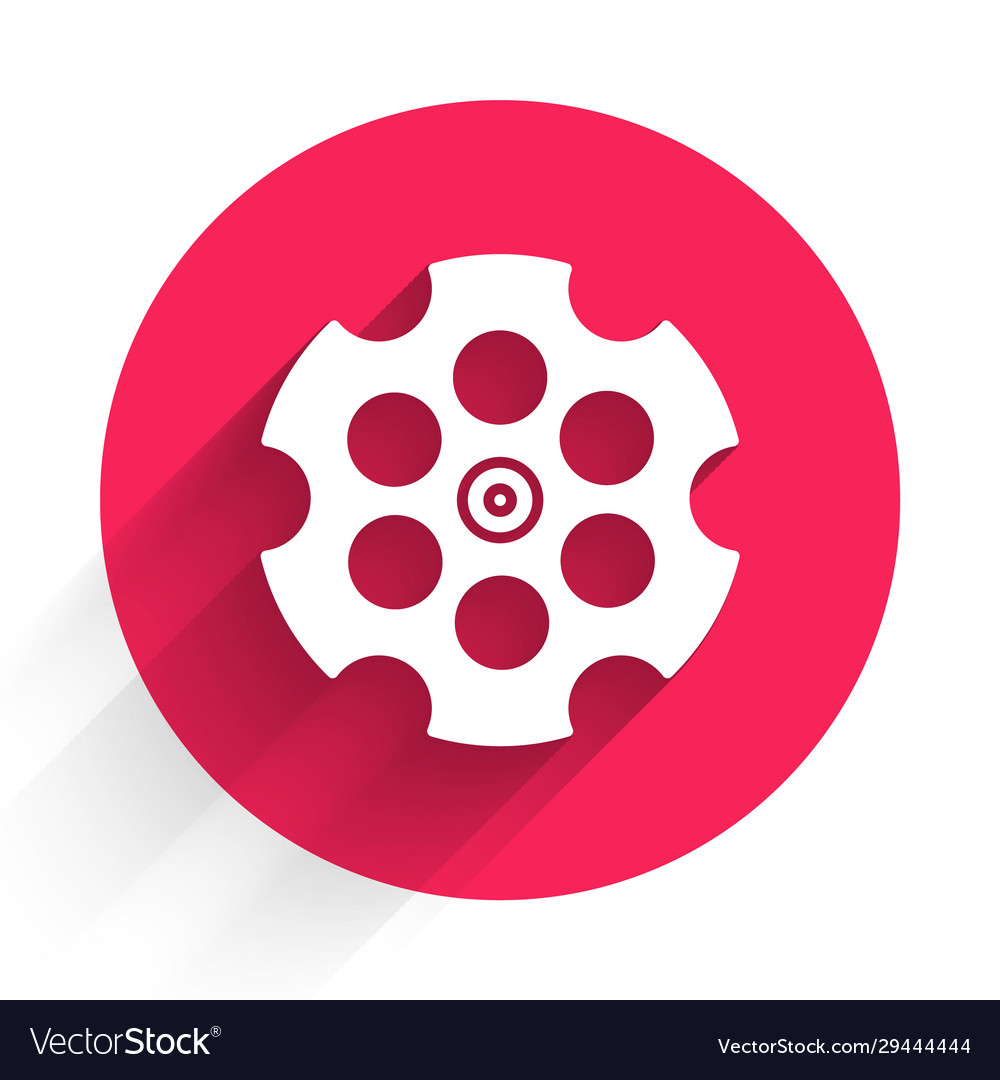 White revolver cylinder icon isolated with long Vector Image