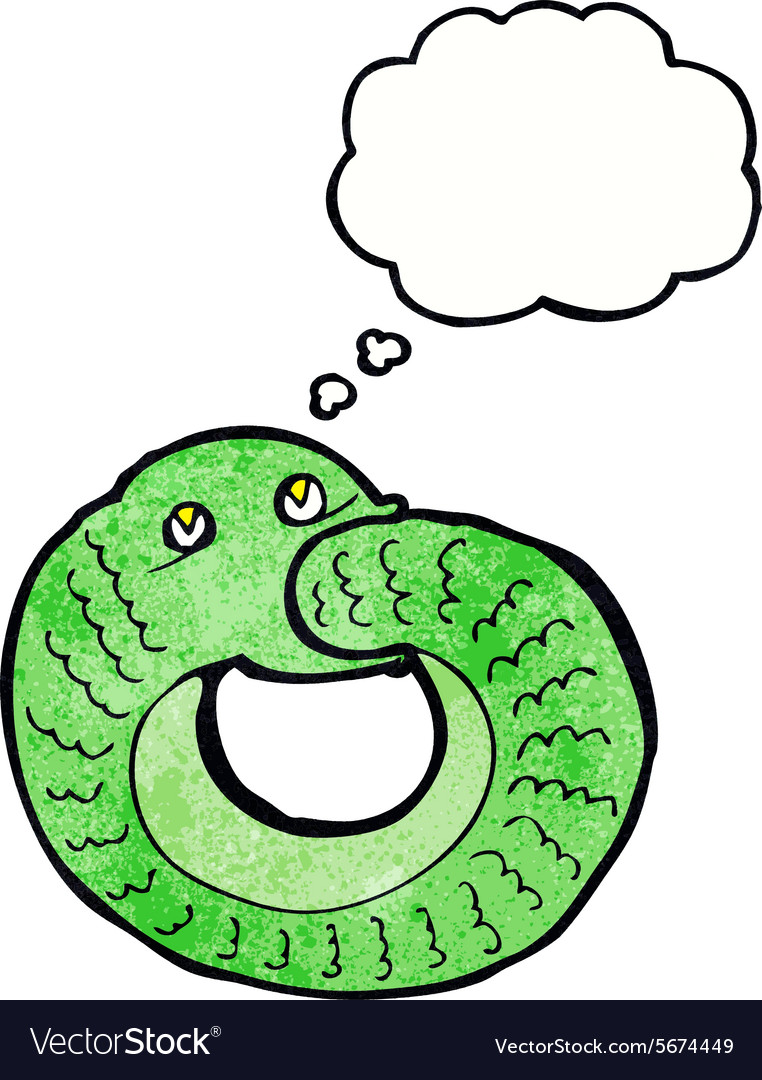 Cartoon snake eating own tail with thought bubble Vector Image