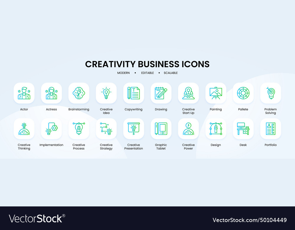 Creativity business icon collection with blue