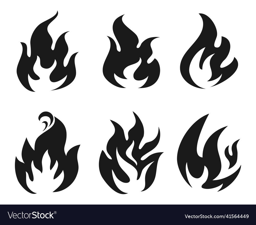 Hand drawn of fire flame icon symbol isolated Vector Image