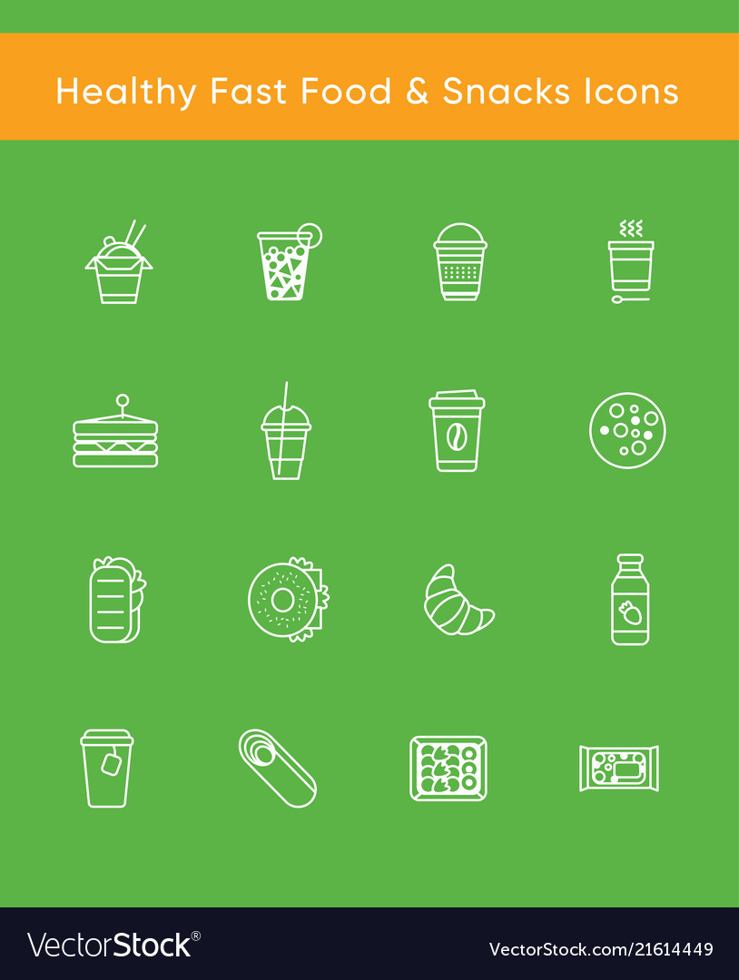 Healthy fast food white icons