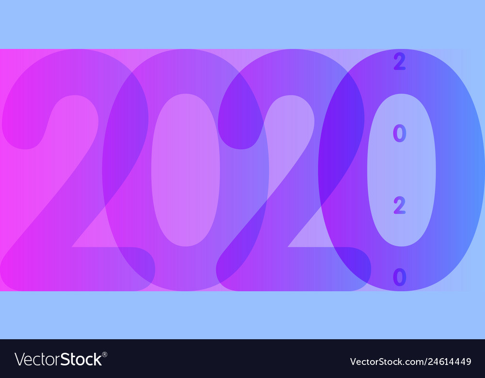 Purple text 2020 on abstract background for happy Vector Image