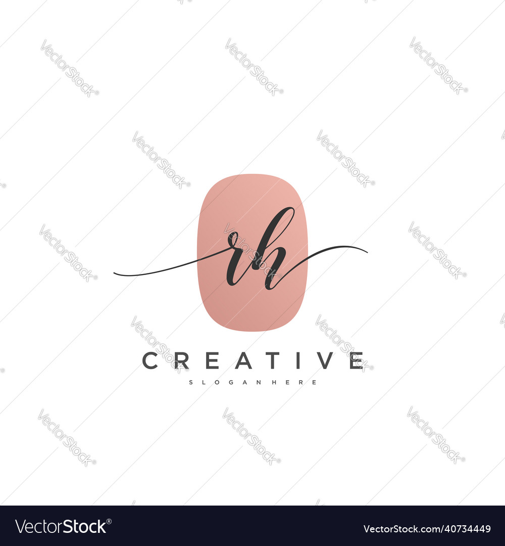 Rh initial handwriting minimalist geometric logo Vector Image