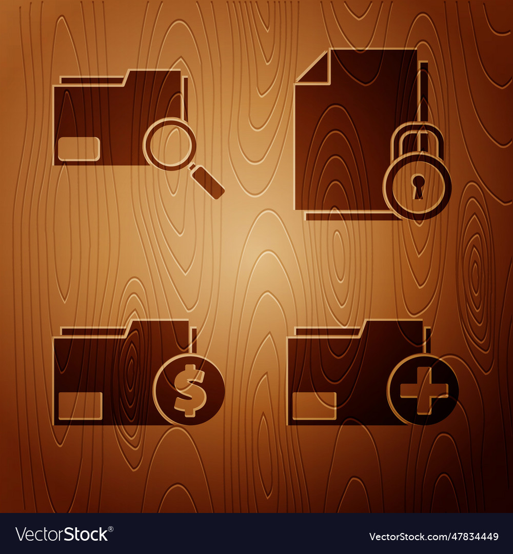 Set add new folder search concept vector image Set add new folder search concept