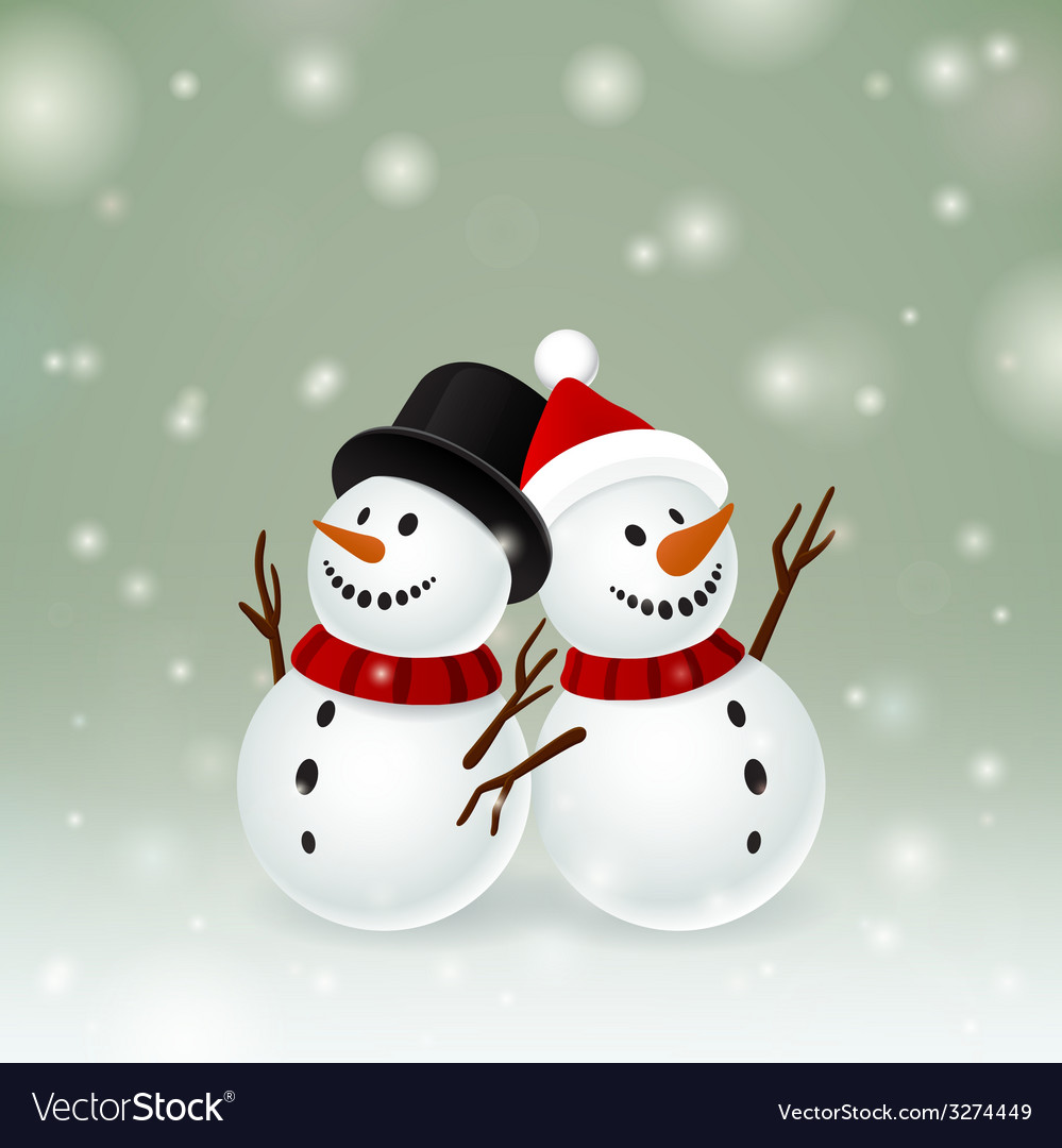 Two smiley snowman Royalty Free Vector Image - VectorStock