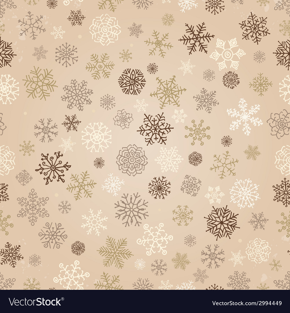 Winter snow flakes doodle seamless background Vector Image