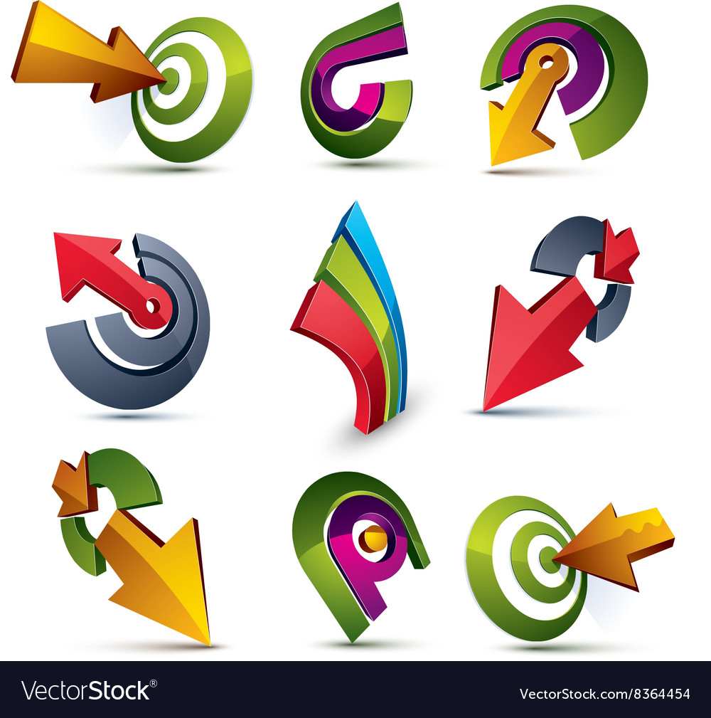 3d abstract shapes different business icons