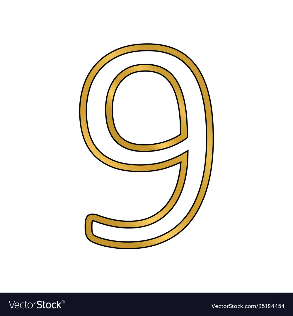 Gold number nine symbol