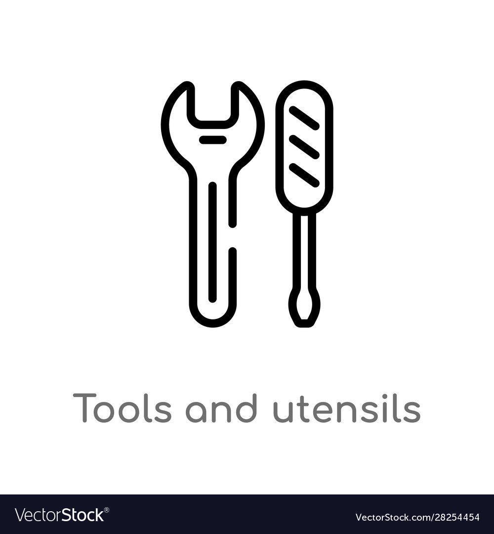 Outline tools and utensils icon isolated black