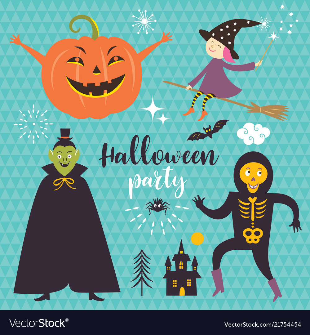 Set halloween design elements vector image Set halloween design elements