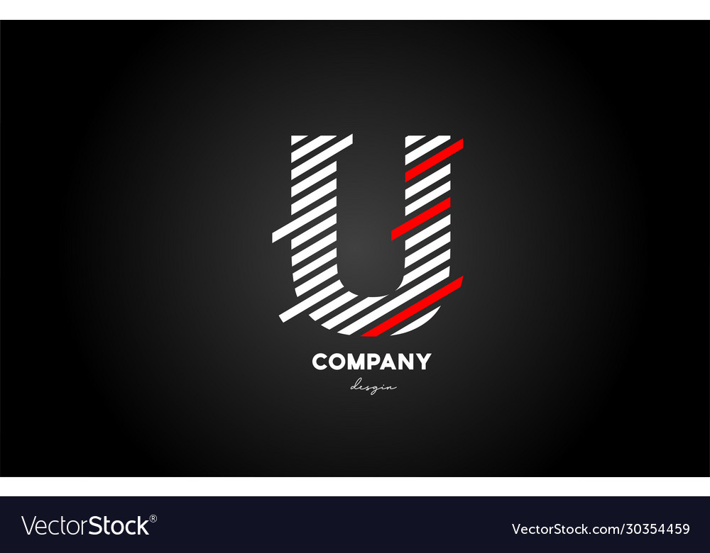 Black white red u alphabet letter logo design