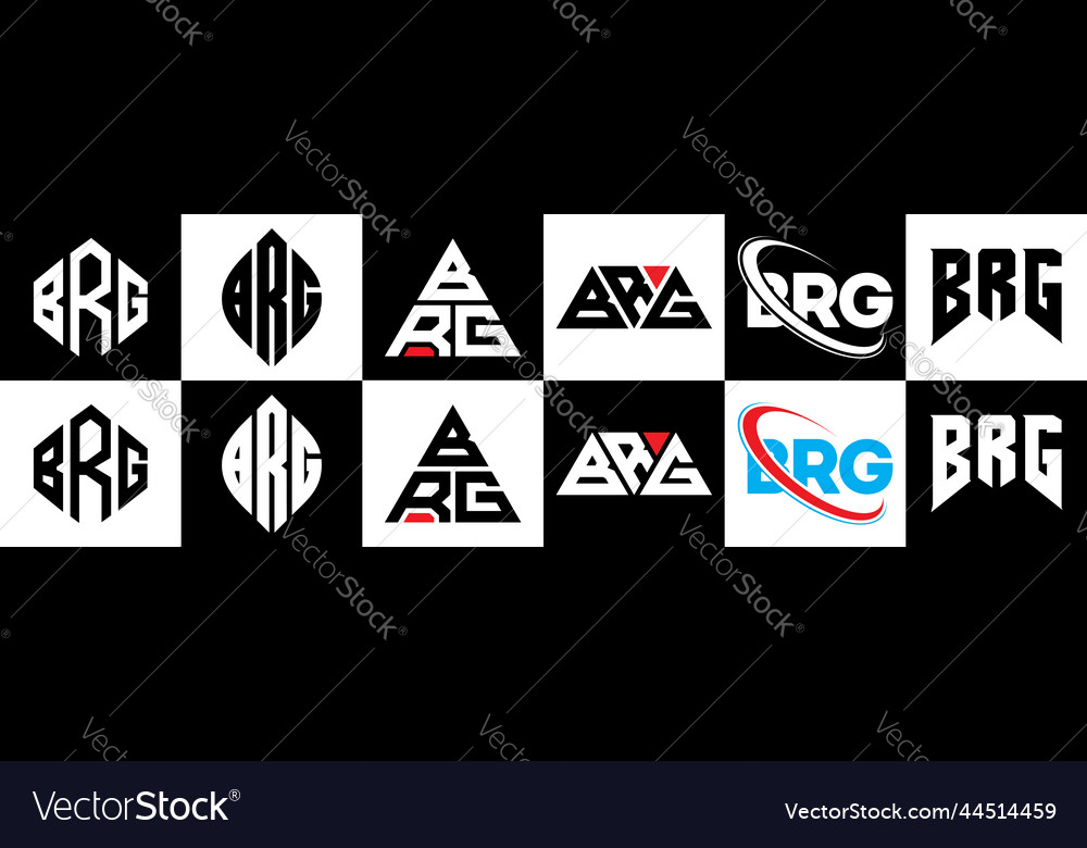 Brg letter logo design in six style polygon Vector Image