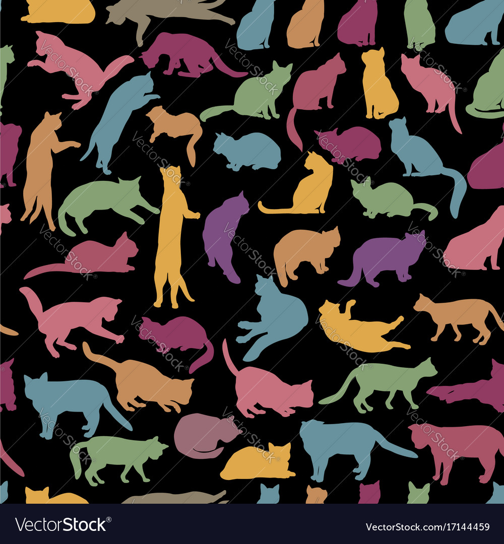 Cat Silhouettes - Seamless Pattern