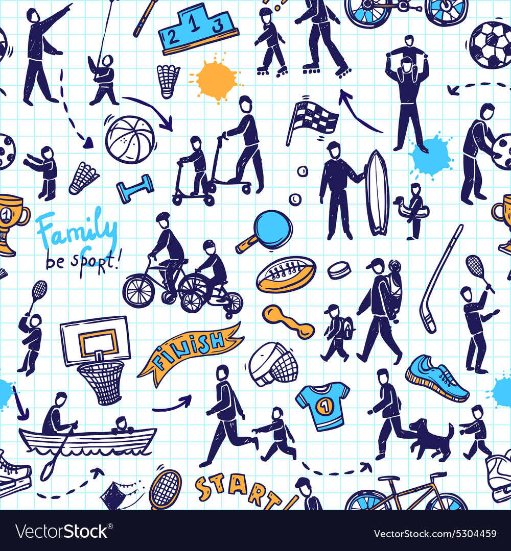 Physical activity seamless pattern Royalty Free Vector Image