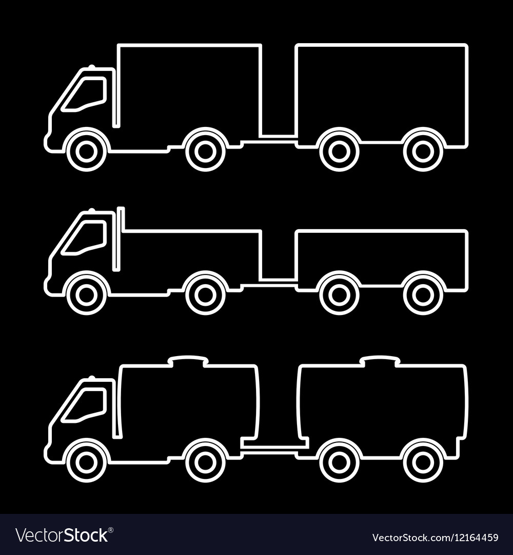 Set of silhouettes the cargo trucks