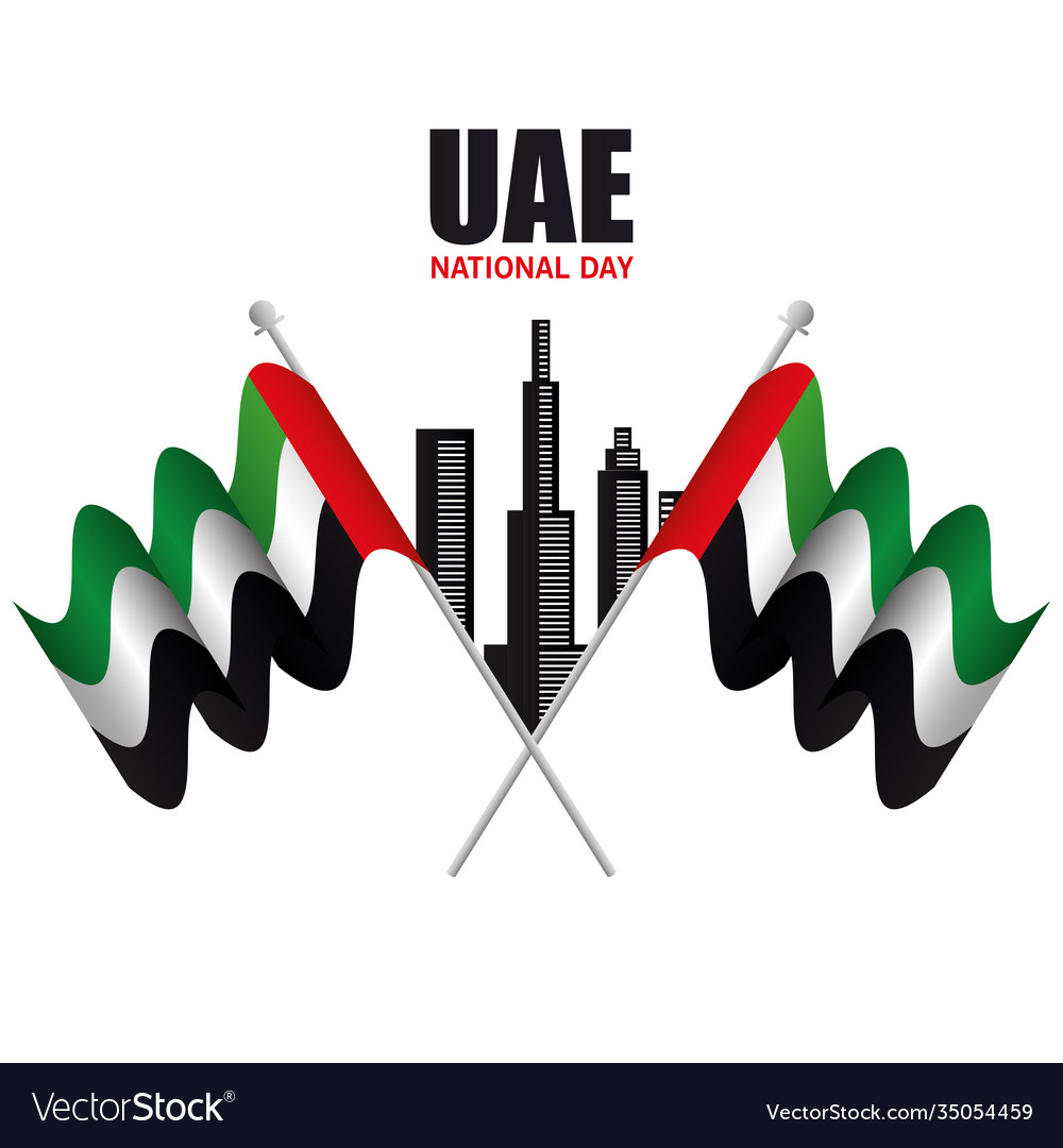 Uae national day with flags and city design Vector Image