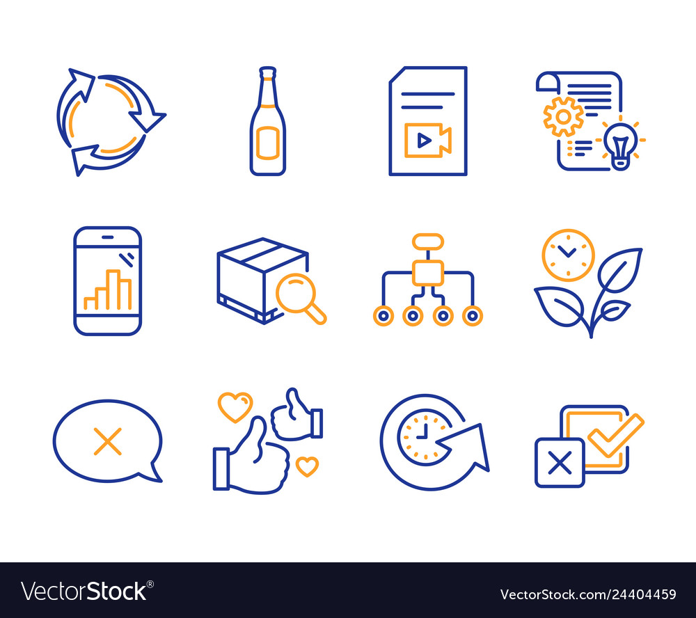 Update time graph phone and video file icons set vector image Update time graph phone and video file icons set