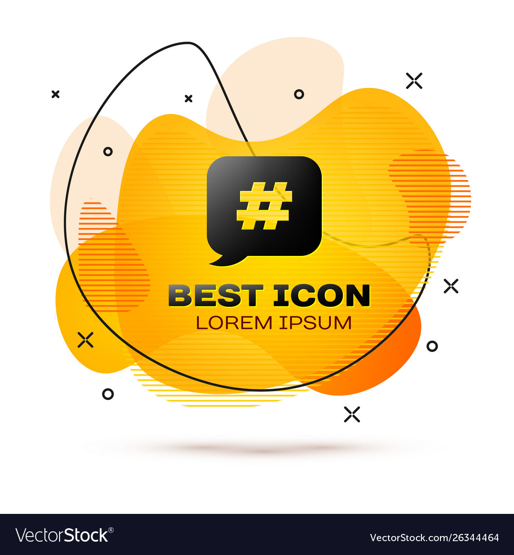 Black hashtag speech bubble icon isolated on white