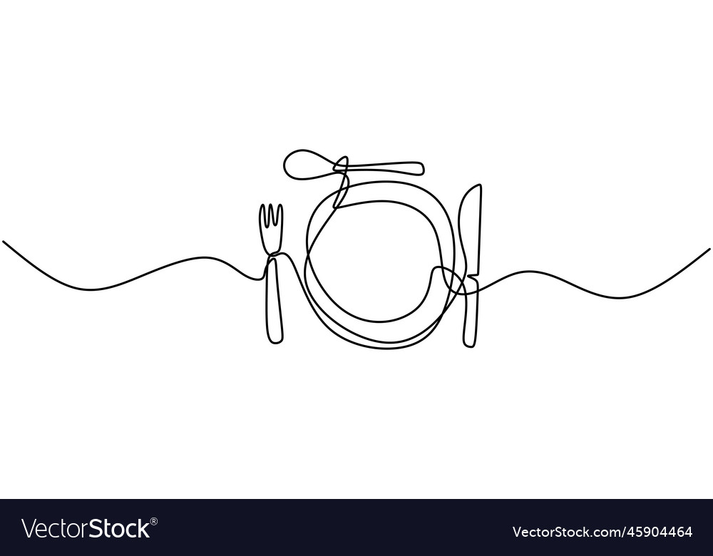 Continuous line drawing of food symbol sign