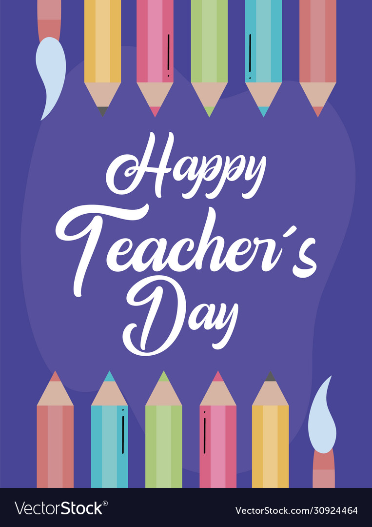 Cute greeting card happy teacher day Royalty Free Vector