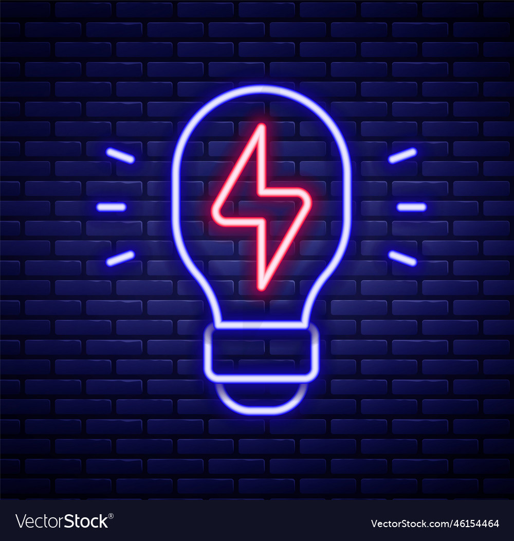 Glowing neon line creative lamp light idea icon