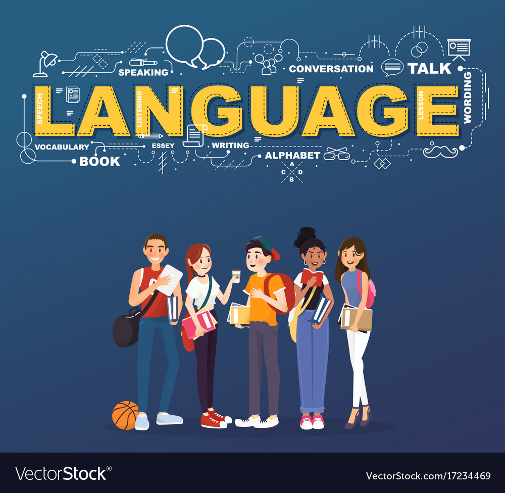 a-group-of-student-studies-many-languages-vector-image