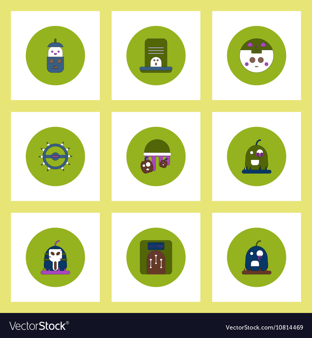 Collection of icons in flat style halloween party Vector Image