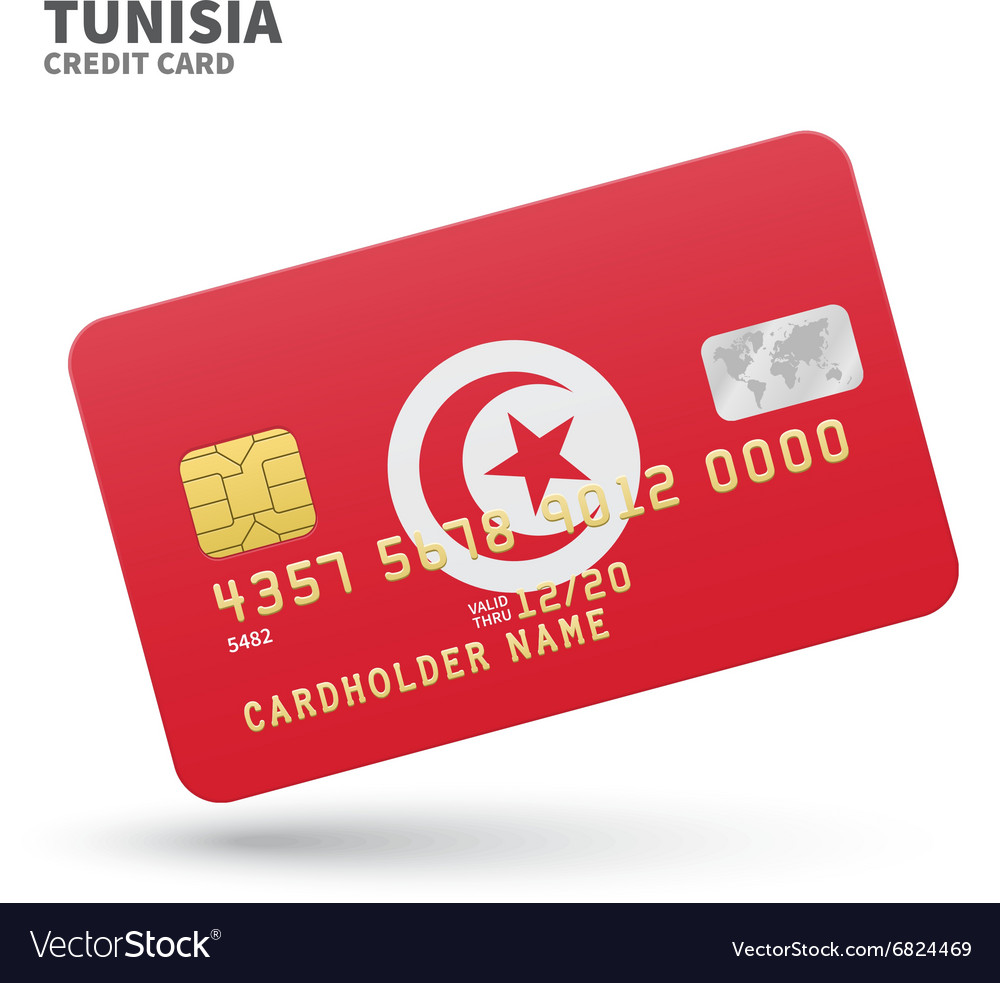 Credit card with tunisia flag background for bank