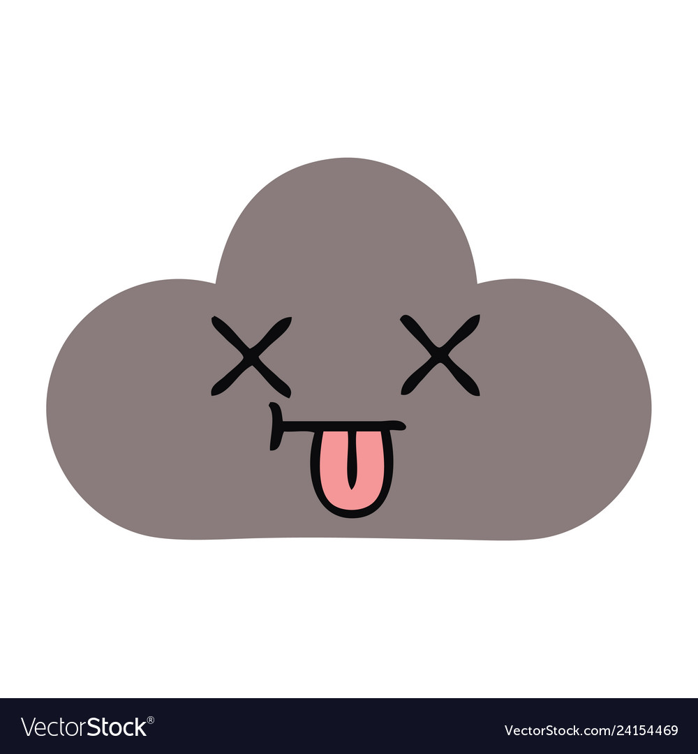 Flat color retro cartoon storm cloud Royalty Free Vector