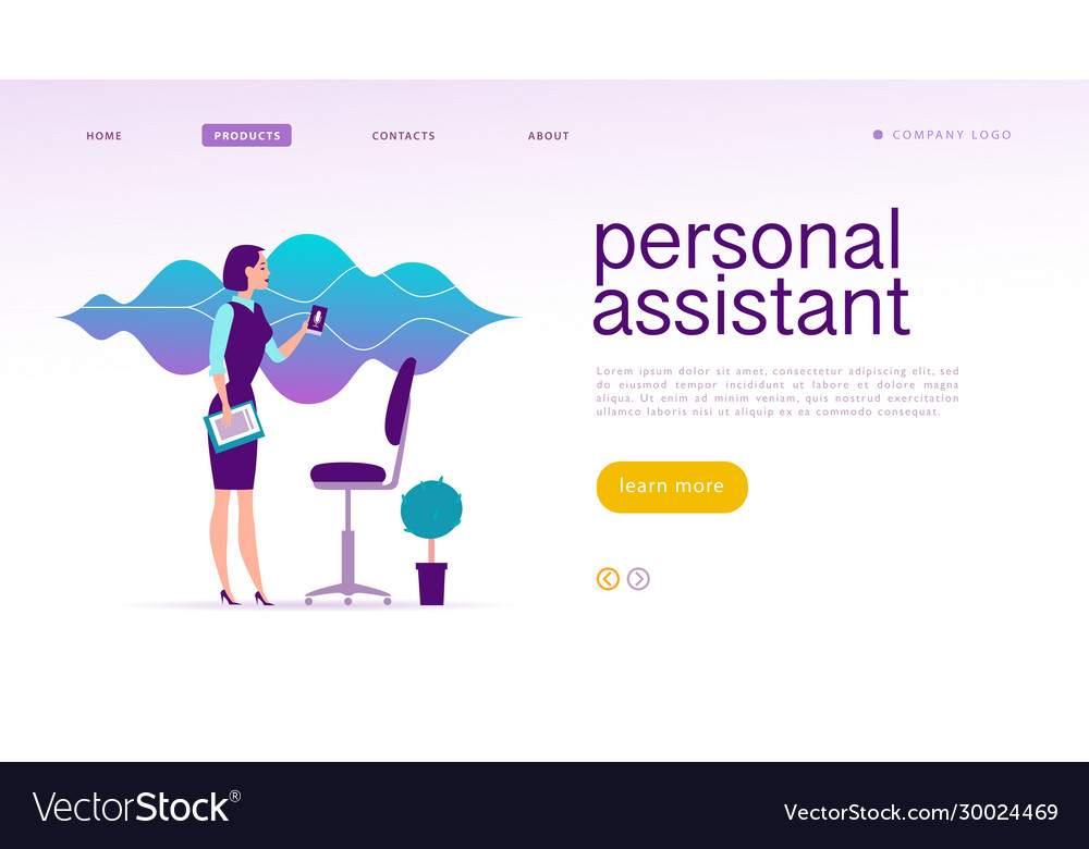 Flat personal online assistant landing page