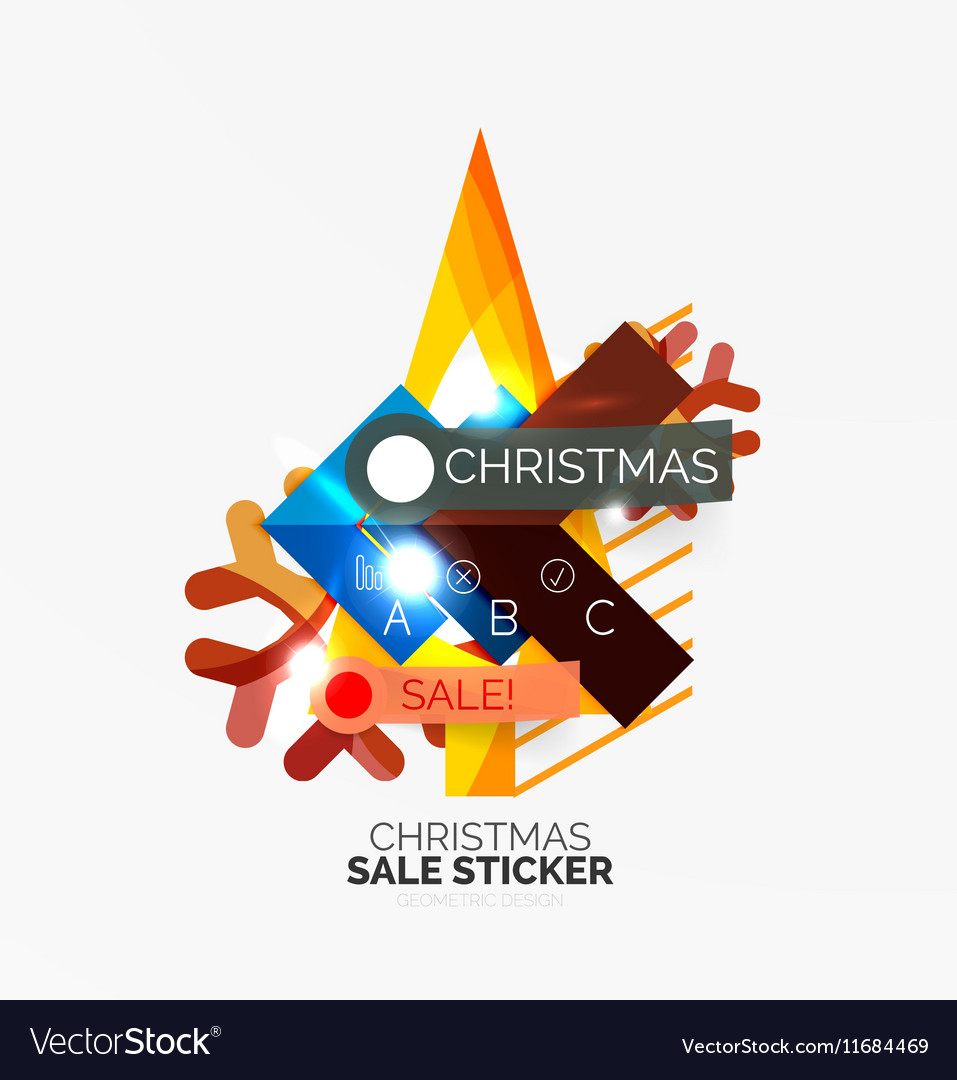 Geometric christmas sale stickers Royalty Free Vector Image