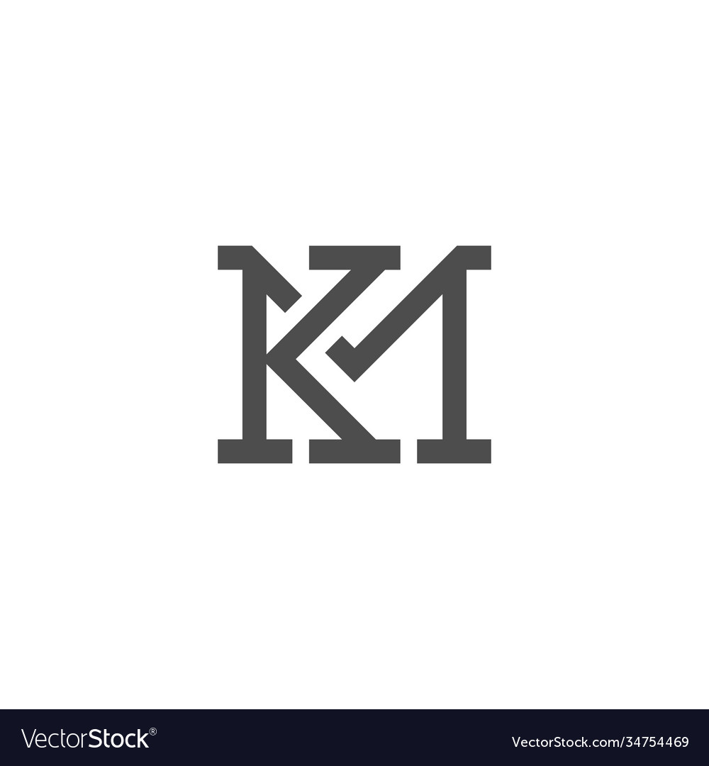 K m letter logo lettermark km monogram typeface Vector Image