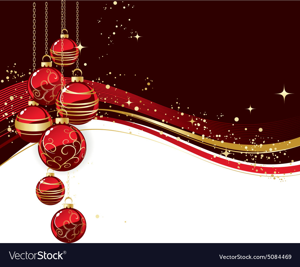 Merry christmas card with red bauble