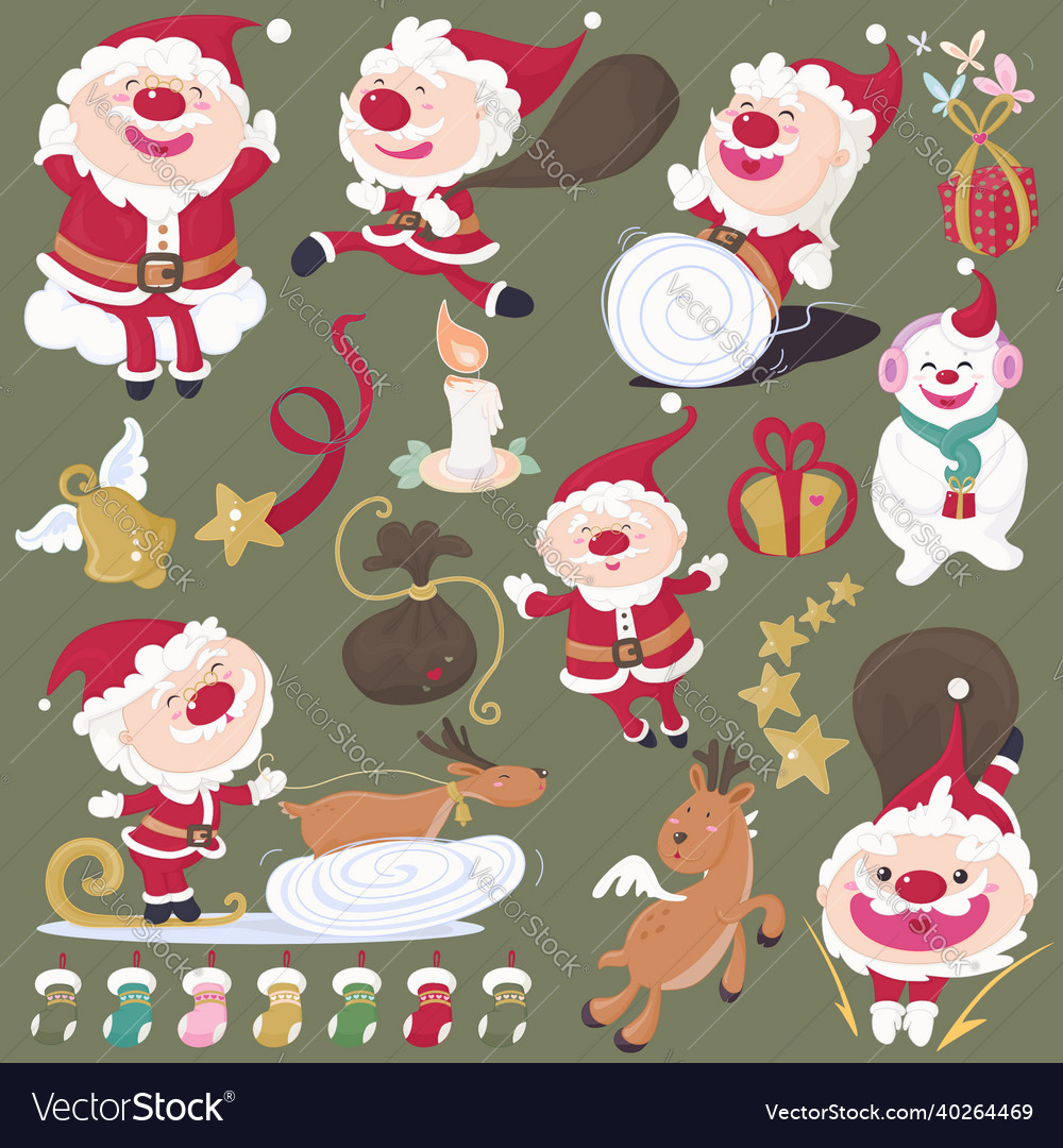 Set of flat decorations for christmas elements