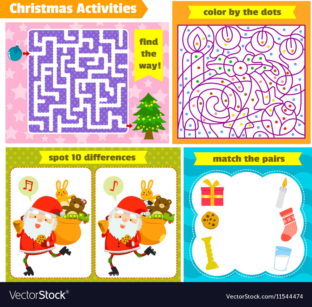 Christmas puzzle games Royalty Free Vector Image