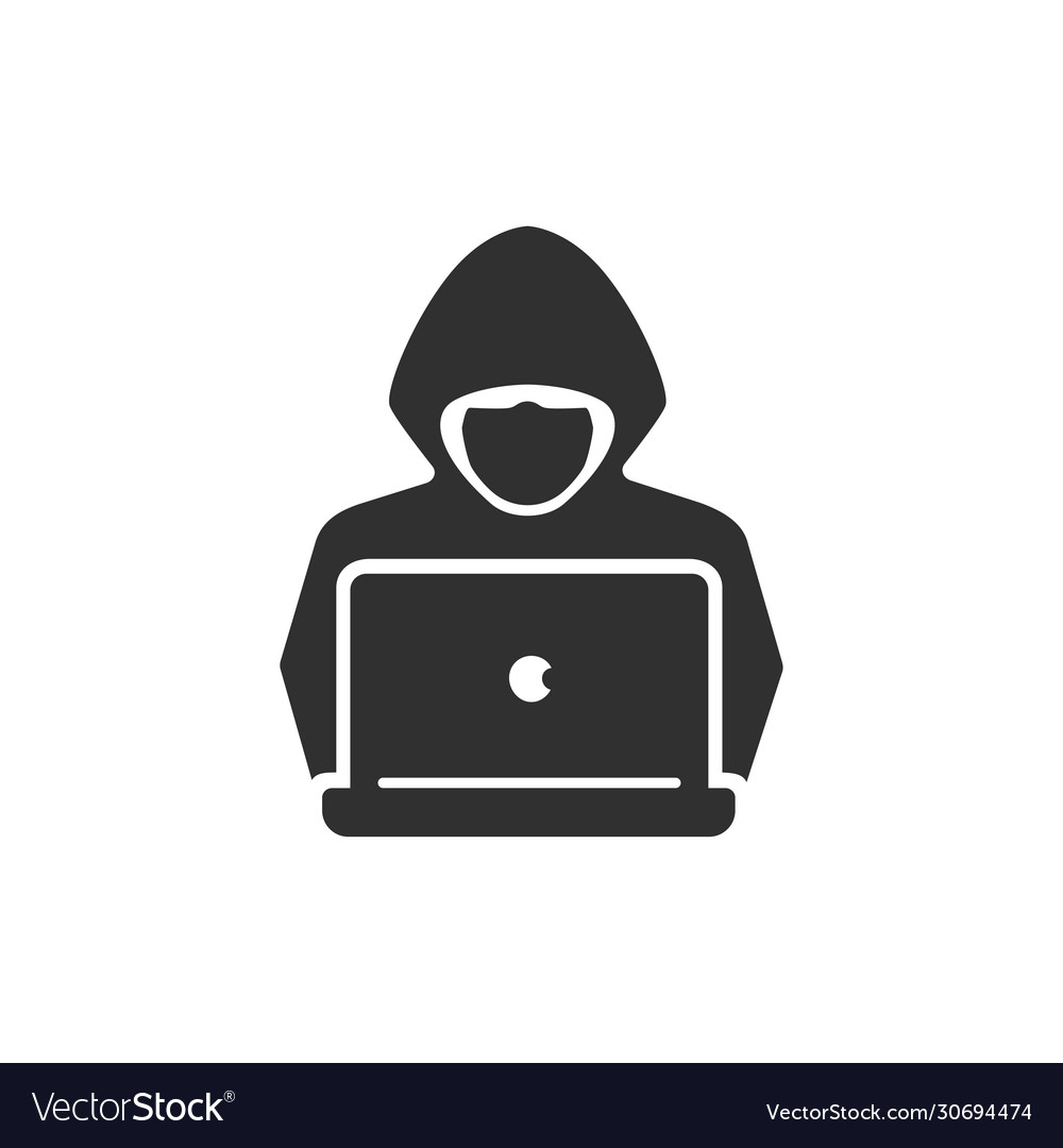 Computer hacker icon anonymous man with mask on Vector Image