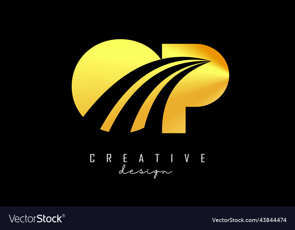 Creative golden letters op o p logo with leading