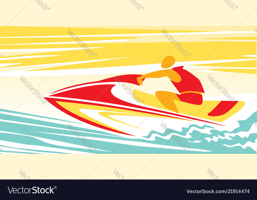 Man in sea on aquabike Royalty Free Vector Image