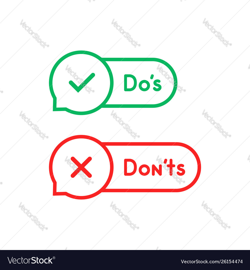 Thin Line Bubble Like Do S And Don Ts Royalty Free Vector