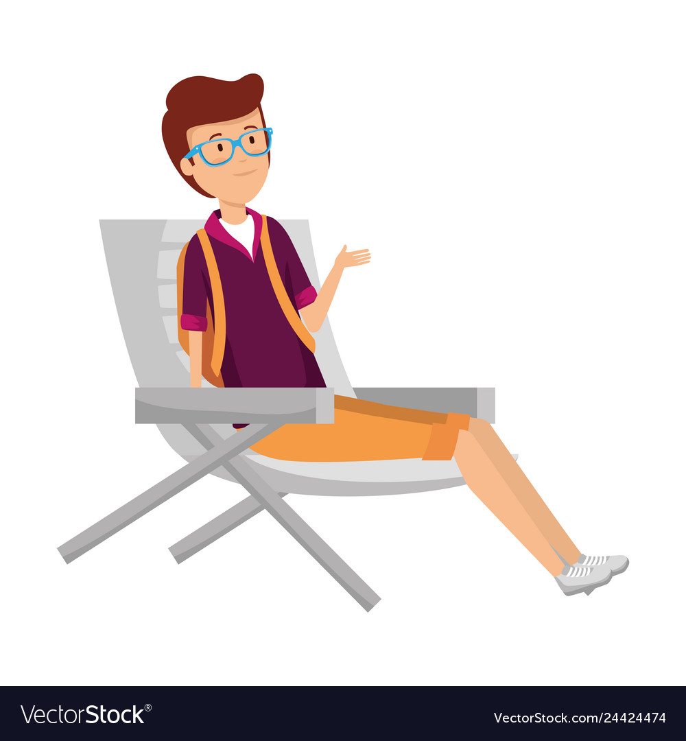 Tourist man sitting in chair character Royalty Free Vector