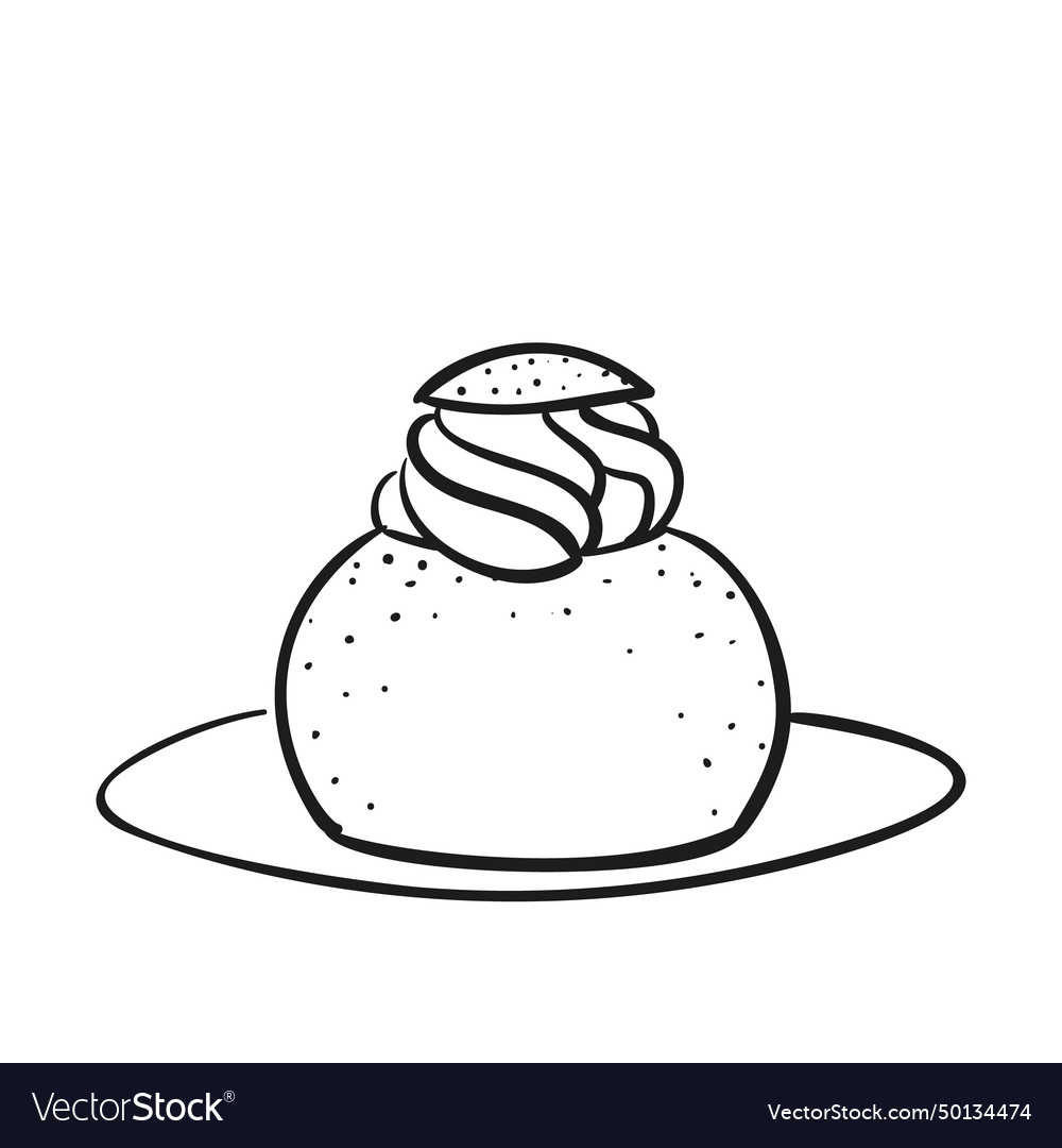 Traditional swedish semla hand drawn doodle