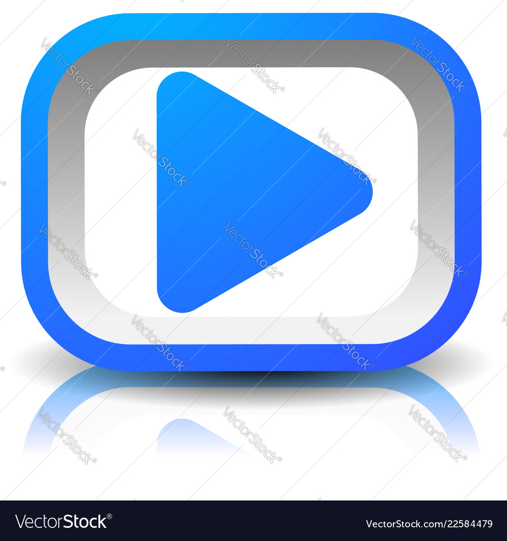 3d rectangular play button with shadow vector image 3d rectangular play button with shadow