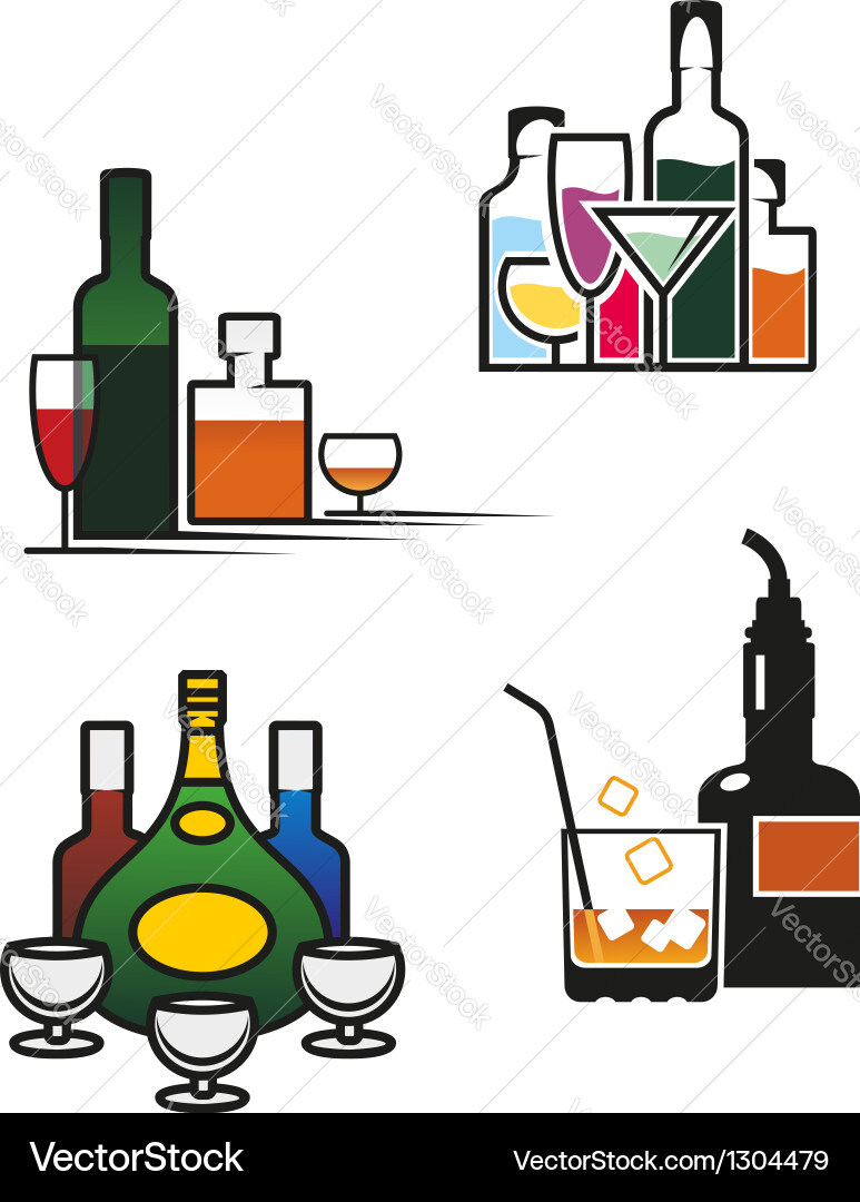 Alcohol drinks set Royalty Free Vector Image - VectorStock